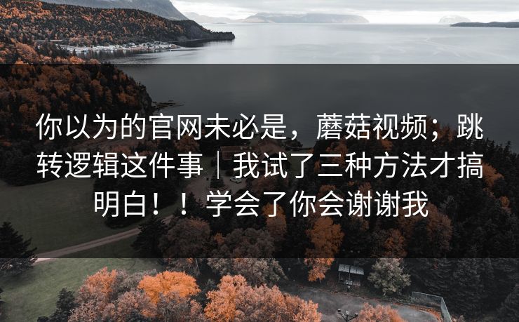 你以为的官网未必是，蘑菇视频；跳转逻辑这件事｜我试了三种方法才搞明白！！学会了你会谢谢我