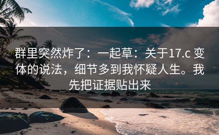 群里突然炸了：一起草：关于17.c 变体的说法，细节多到我怀疑人生。我先把证据贴出来